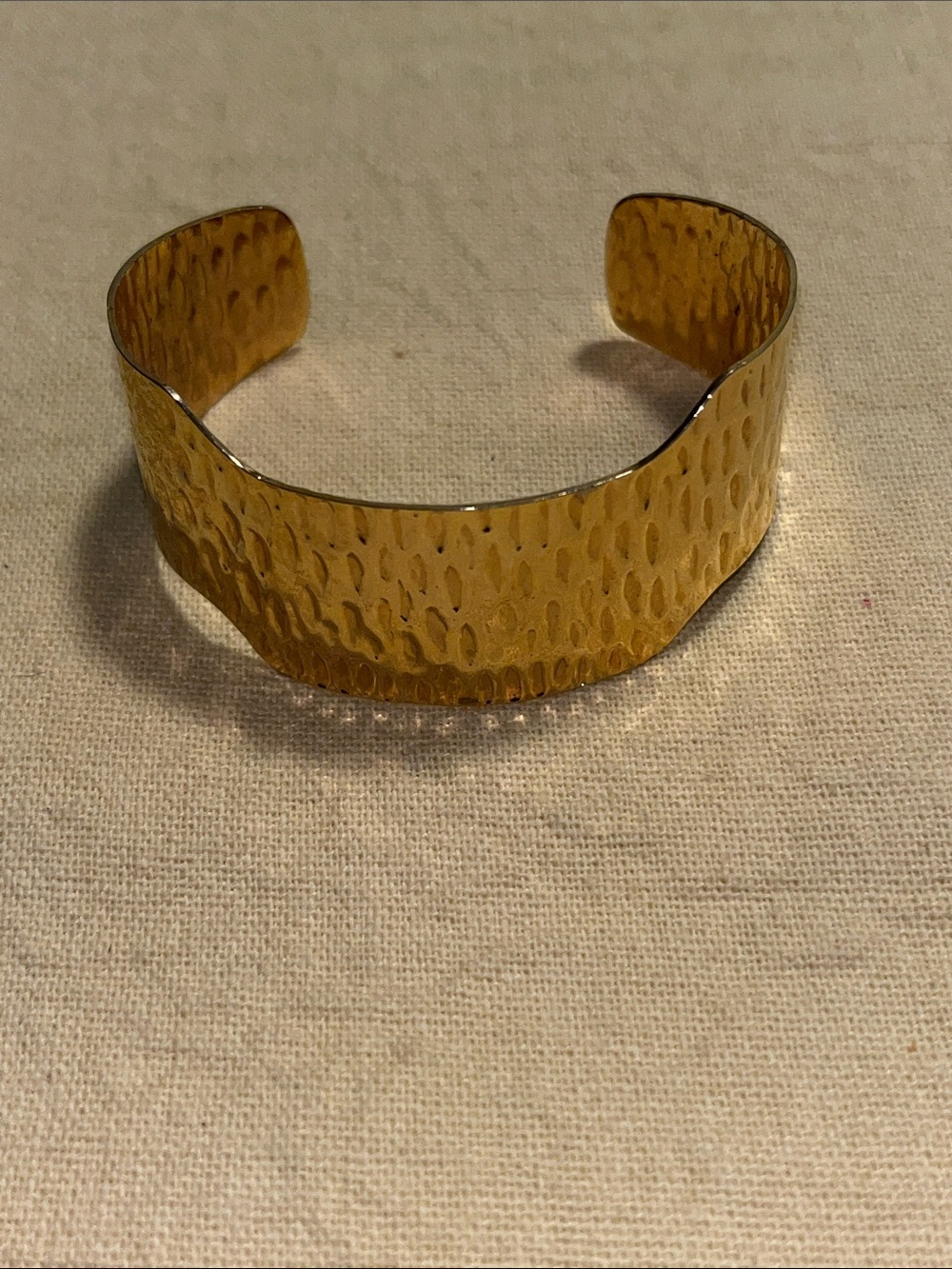 Gold Textured Hammered Cuff Bracelet - Made in Hong Kong